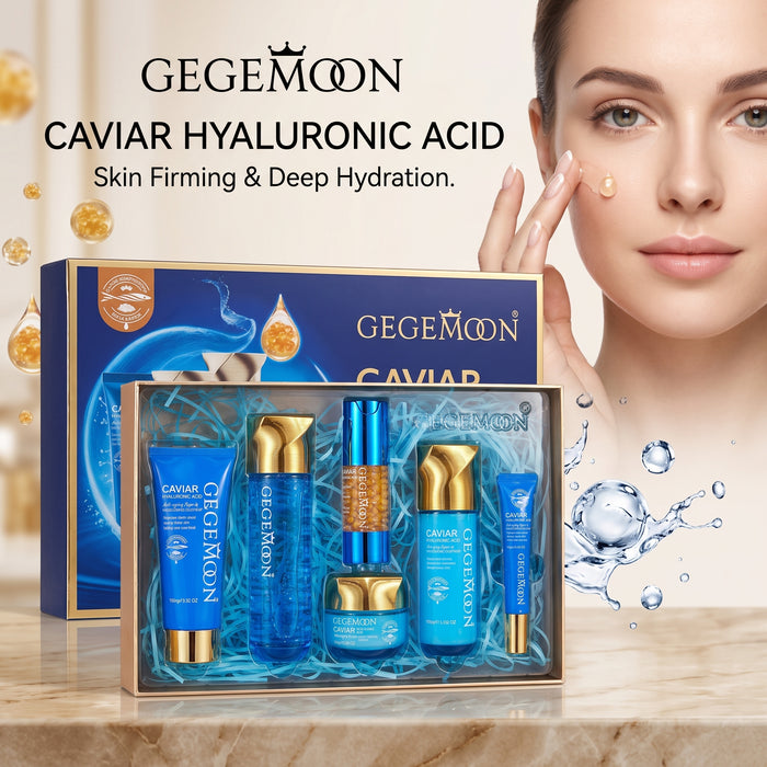 Caviar & Hyaluronic Acid Luxury Skincare Set – Anti-Aging, Deep Hydrating & Skin Plumping Complete Routine Kit