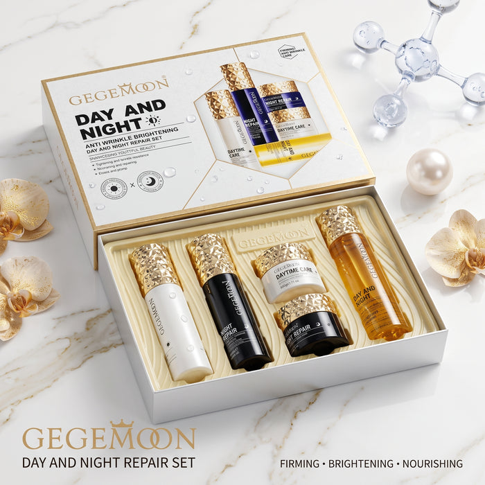 Day & Night Complete Skincare Set – AM Brightening & PM Repair Dual Routine Kit for 24-Hour Skin Care