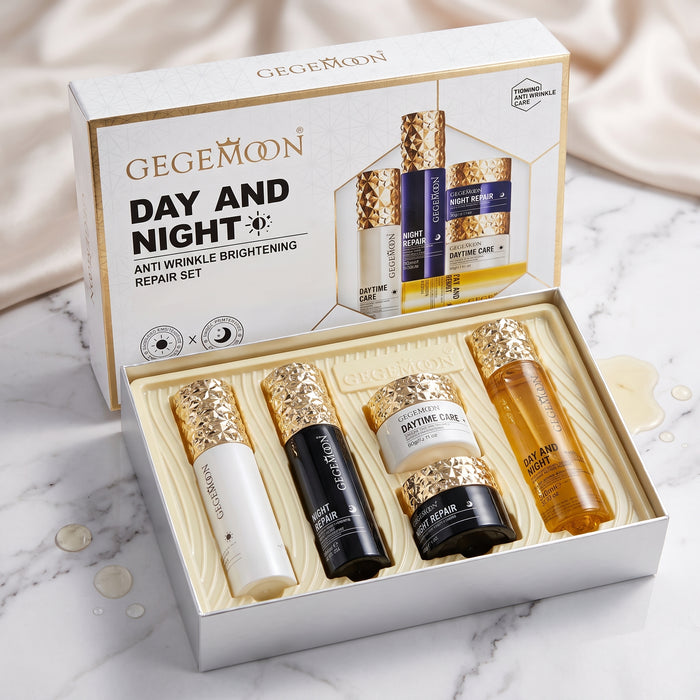 Day & Night Complete Skincare Set – AM Brightening & PM Repair Dual Routine Kit for 24-Hour Skin Care