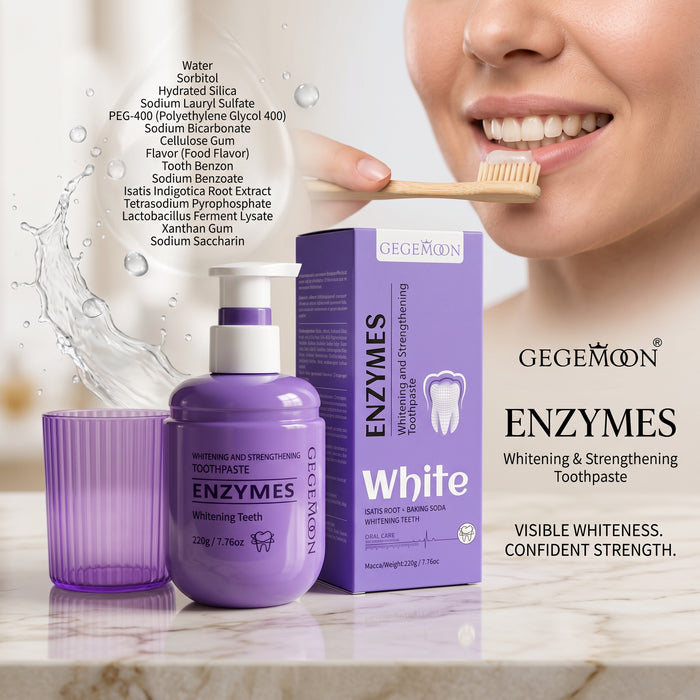 White Enzyme Whitening Toothpaste – Advanced Stain Removing, Enamel Safe & Brightening Daily Dental Care