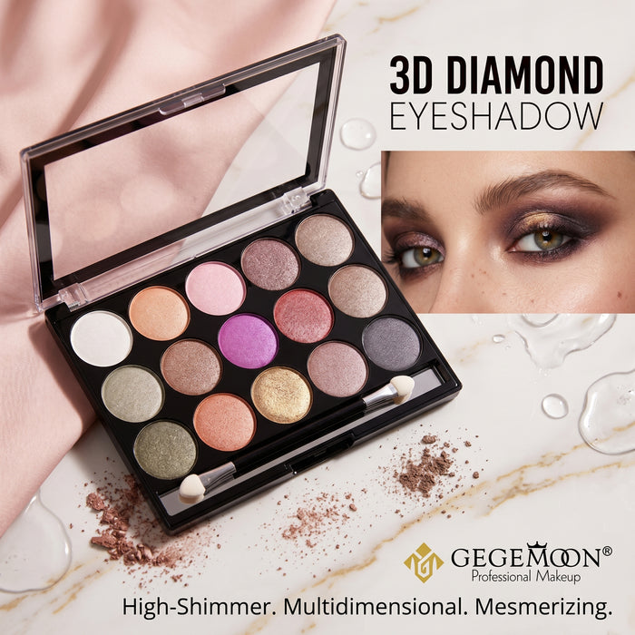 Diamond 15-Color Eyeshadow Palette – High Glitter & Metallic Shades for Sparkling & Glamorous Eye Looks