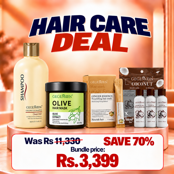 GEGEMOON 4-in-1 Hair Care Bundle – Shampoo + Olive Mask + Ginger Treatment + Travel Kit