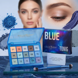 Blue Toning 15-Color Eyeshadow Palette – Smoky, Cool & Icy Shades for Dramatic Eye Makeup Looks
