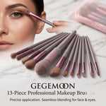 13-in-1 Professional Makeup Brush Set – Complete Face & Eye Blending, Contouring & Application Kit with Pouch