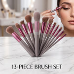 13-in-1 Professional Makeup Brush Set – Complete Face & Eye Blending, Contouring & Application Kit with Pouch