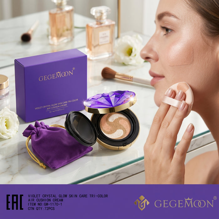 2-in-1 Fancy Air Cushion Foundation & Concealer – Lightweight Full Coverage, Natural Glow & Long-Lasting Makeup (Shade 1)