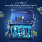 Blueberry & Hyaluronic Acid 6-in-1 Skincare Set – Antioxidant Brightening, Deep Hydrating & Plumping Routine Kit