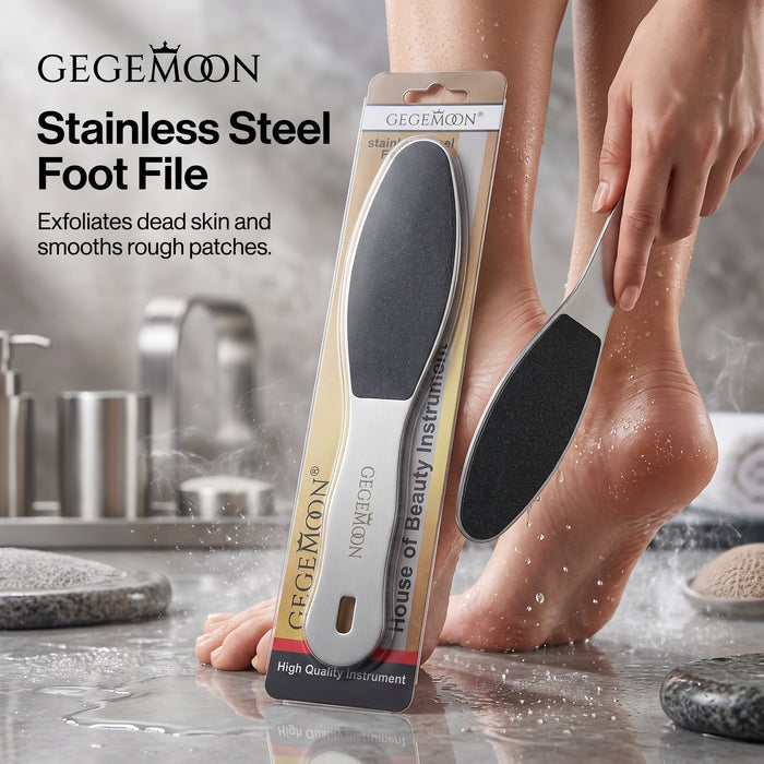 Silver Stainless Steel Foot File – Professional Callus Remover, Dead Skin Exfoliator & Smooth Heel Tool