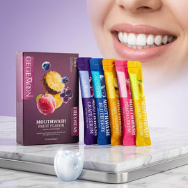 Fruity Flavored Mouthwash Sachet Mix – Refreshing Breath Freshening & Antibacterial Oral Care (Assorted Pack)