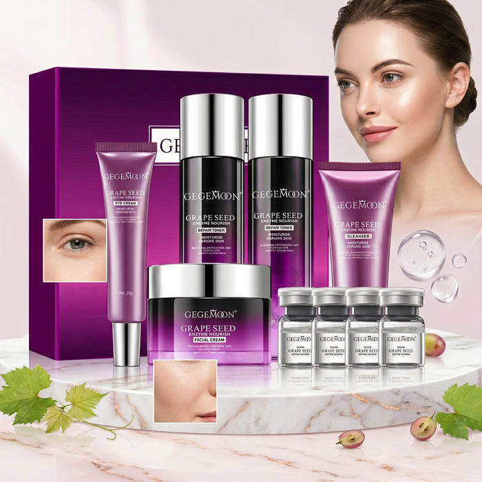 Grape Seed 9-in-1 Complete Skincare Set – Antioxidant Brightening, Anti-Aging & Deep Hydrating Routine Kit