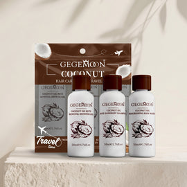 Coconut Oil Hair Care Travel Set – Anti-Dandruff Shampoo, Nourishing Hair Mask & Shower Gel