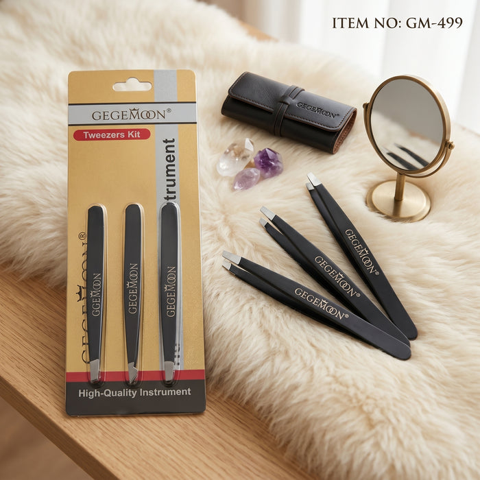 3-in-1 Professional Tweezer Set – Precision Eyebrow Shaping, Hair Removal & Grooming Beauty Tools Kit