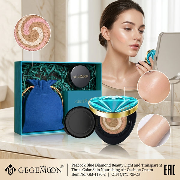 2-in-1 Fancy Air Cushion Foundation & Concealer – Lightweight Full Coverage, Natural Glow & Long-Lasting Makeup (Shade 2)